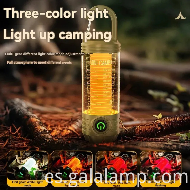 Luz de campamento al aire libre multi funcional, linterna portátil, fuerte, recargable